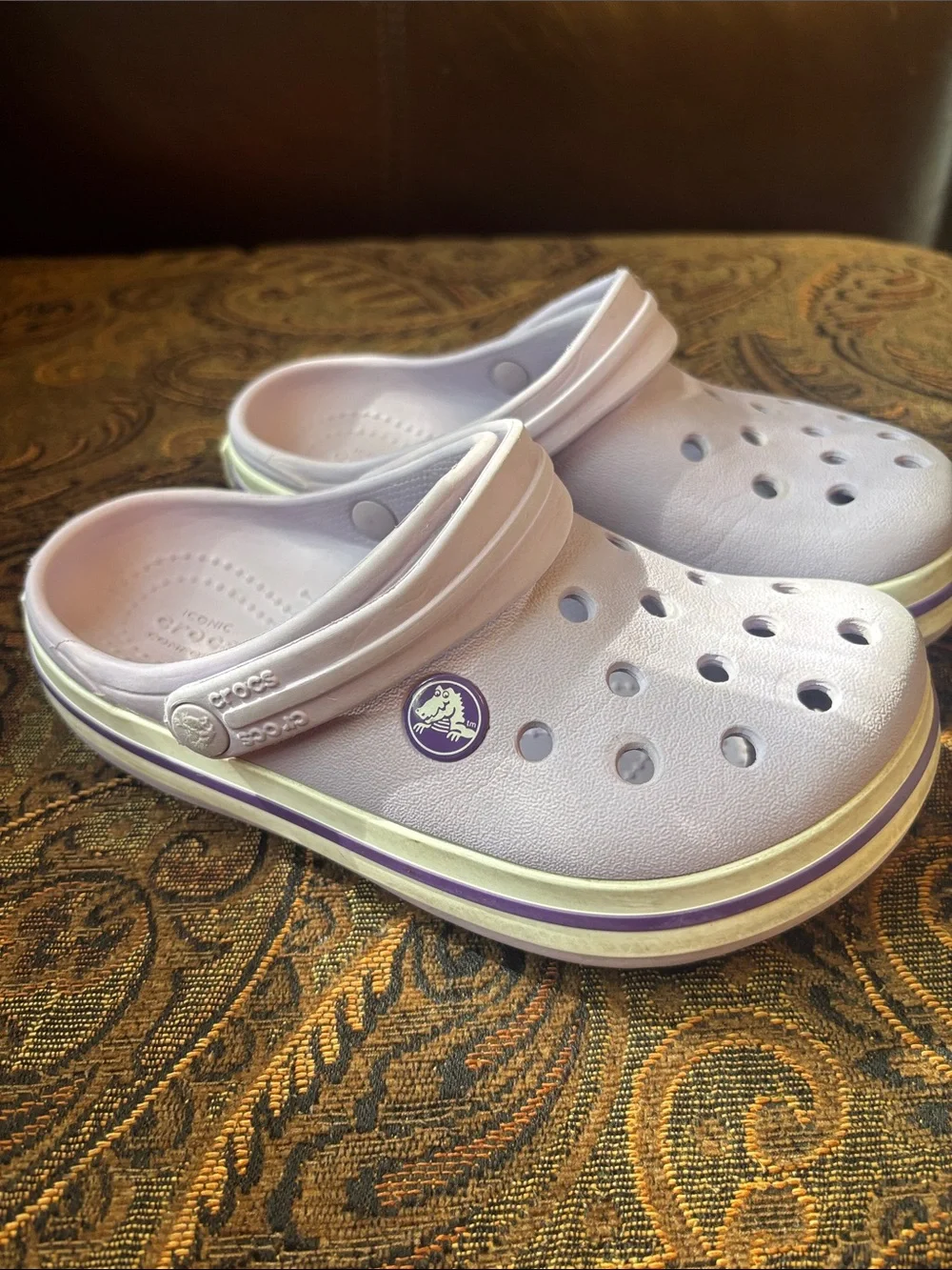Kids Lightweight Purple Slip-On Crocs with Purple Accent